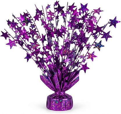 PMU 12 Pack Bursting Star Metallic Foil Spray Centerpiece- Purple Prismatic by PMU