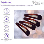 Parcelona French Mini Set of 4 Small Celluloid Acetate Snap Hair Clips No Slip Fashion Durable Styling Women Hair Accessories Girls Snap Hair Barrette, Made in France (Tortoise Shell Brown)