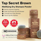 I DEW CARE Biotin Clarifying Dry Shampoo - Tap Secret Brown | Strengthening & Volumizing, Powder Type, Refillable, Travel size, Non-aerosol, Brunette, Korean Ginseng, Preppy Stuff, 0.26 Oz