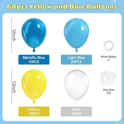 60pcs Blue and Yellow Balloons - Image 2