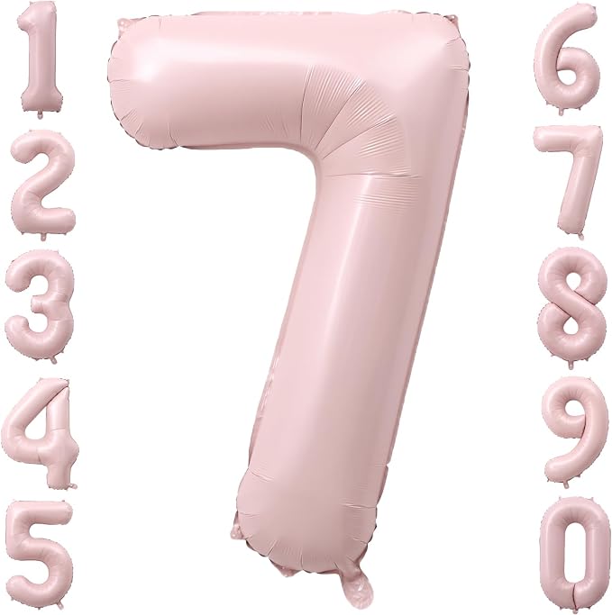 40 Inch Light Pink Foil Number 7 Balloon by TNCDJKPA