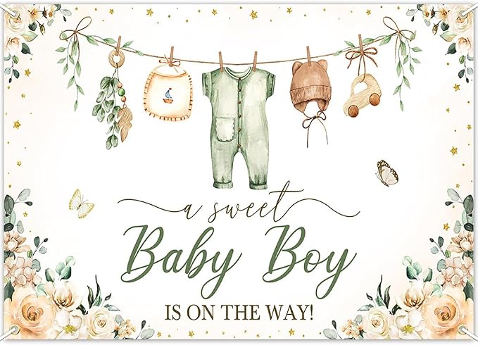 Mocsicka Baby Shower Backdrop Banner Cute Clothes Baby Shower Background a by Mocsicka