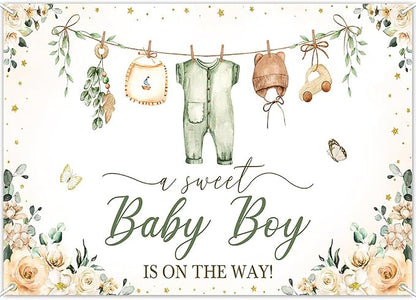 Mocsicka Baby Shower Backdrop Banner Cute Clothes Baby Shower Background a by Mocsicka