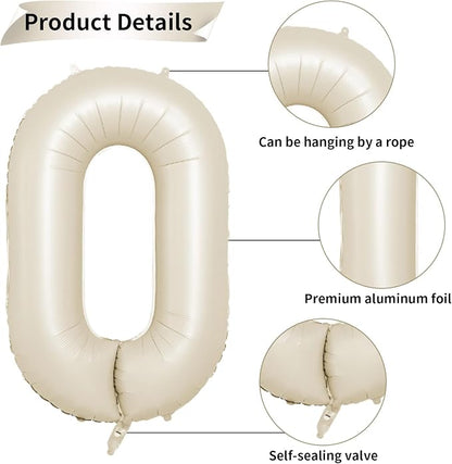 Biapian 40 Inch Cream Number 30 Balloon, 30th Birthday Balloons, Big Digital 30 - Image 3