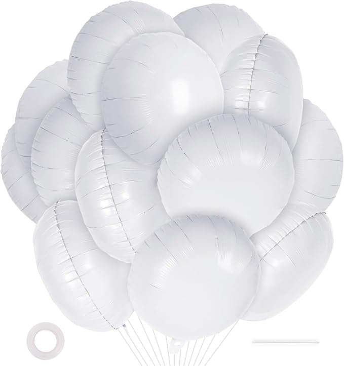 20 Pcs White Round Shaped Balloons, 18 Inch Round Foil Balloon, Giant Round by YOTHORN
