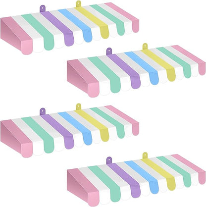 Boao 4 Pack Pastel Circus Awning Decoration Macaron 3D Stripe Cardboard Awning by Boao