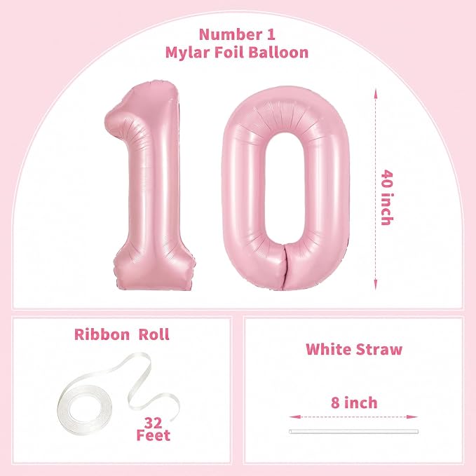 Number Balloons Pink Party Balloon - Image 2