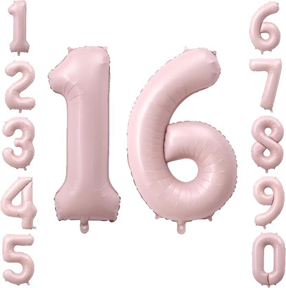 40" Light Pink Foil Number 16 Balloon by TNCDJKPA