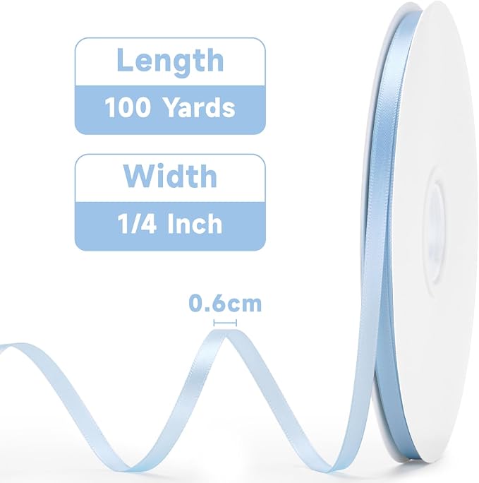 KINGLAKE Light Blue Satin Ribbon - Image 2