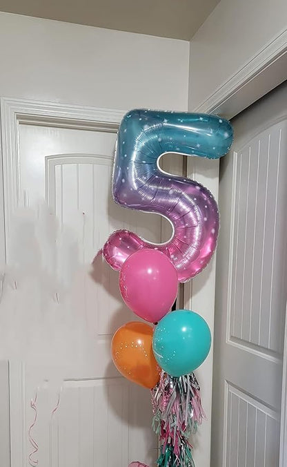 Number Balloons 40 Inch Pink Blue Purple 4 Balloon - Image 3