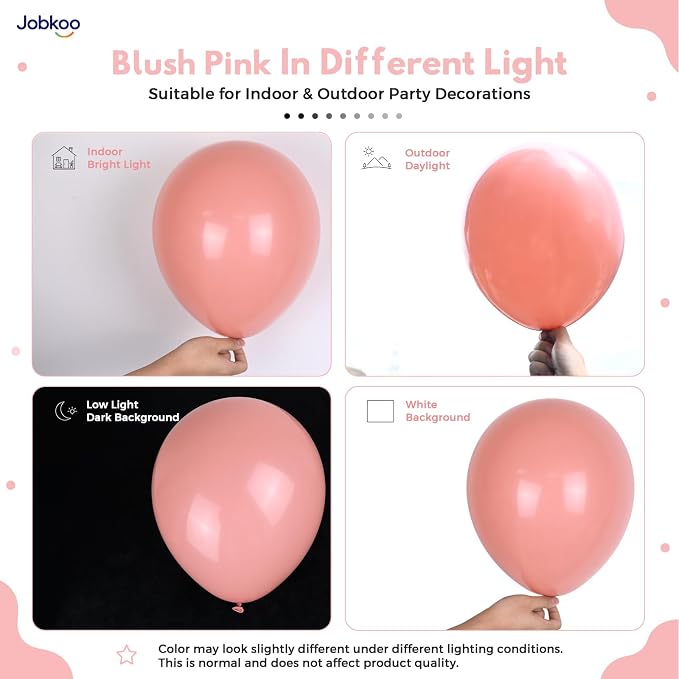 Jobkoo Dusty Pink Balloons 12 Inch, Vintage Retro Blush Pink Latex Balloon | - Image 3