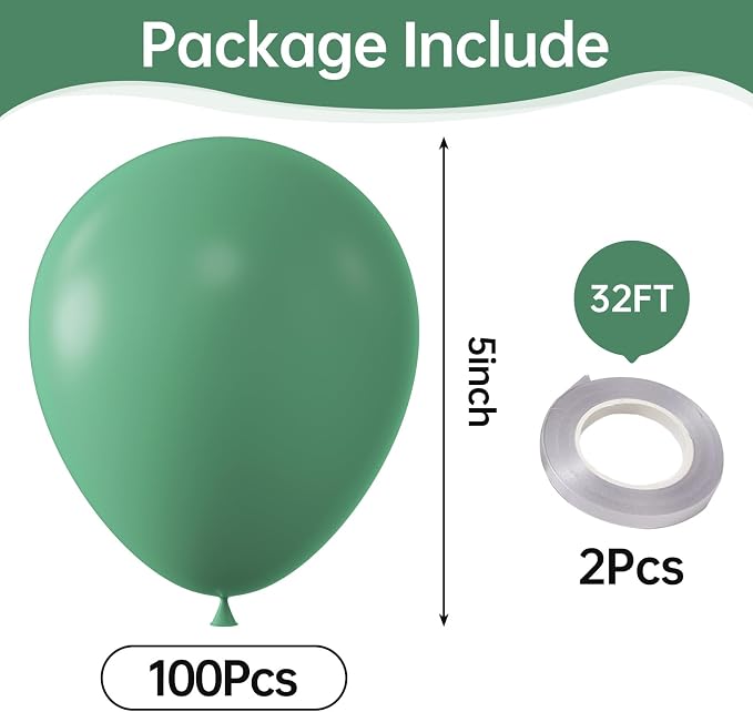 Retro Bean Green Balloons, Birthday Decoration, Wedding Party, Baby Shower - Image 2