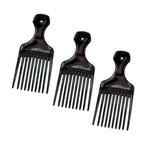 (3 Pack) 5.25" Plastic Afro Pick Lift Hair Comb Detangle Wig Braid Hair Man Styling Comb (Black_B)