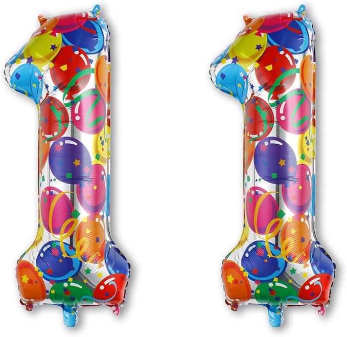 40 Inch Rainbow Balloon Number 11 Balloons, Large 11th Birthday Decorations | by Unknown