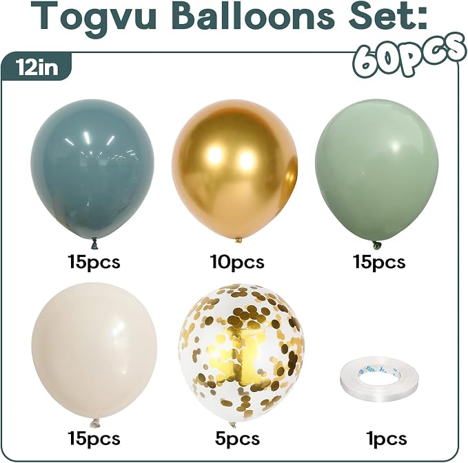 Dusty Blue Sage Green Balloon - Image 2