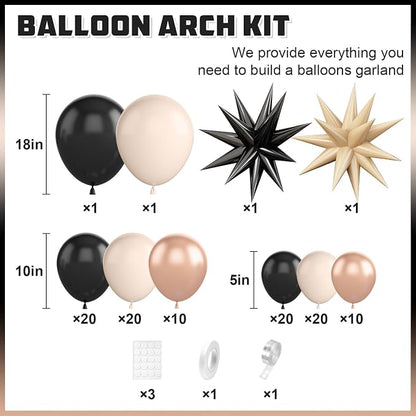 Sand White Black Gold Balloon Arch Kit, Balloon Garland - Image 2
