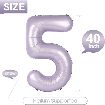 5 Balloon - Lilac Birthday Number Balloons, 40 Inch Decorations Men Women | - Image 5
