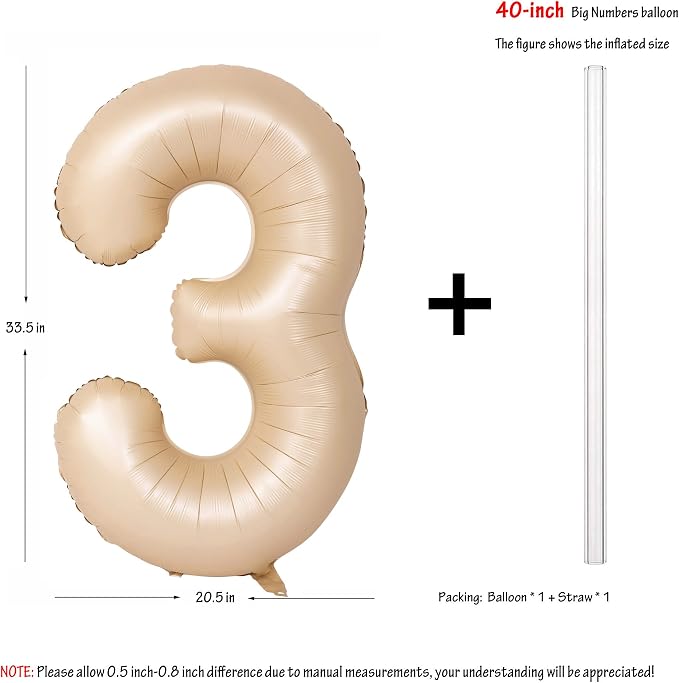 40 In Caramel Number Balloons Helium Foil Mylar latex Balloon Digital 3 | - Image 3