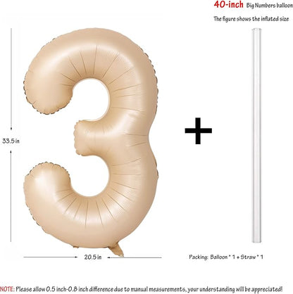 40 In Caramel Number Balloons Helium Foil Mylar latex Balloon Digital 3 | - Image 3
