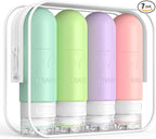 ME.FAN Travel Bottles for Toiletries, TSA Approved 3oz Travel Size Containers, Silicone Squeezable Portable Split Bottle, Travel Accessories for Conditioner, Shampoo, Lotion- 4 Pack Bright