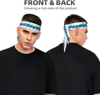 Sports Tie Headband Bandana Running Athletic Sweat Band Elastic Adjustable Sport Head Tie for Men Women Head Ties Ninja Tie Headbands Tennis Sweatbands Soccer Basketball Teams Running Head Band