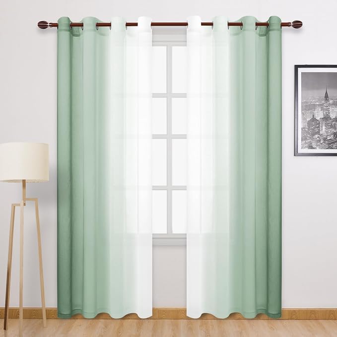 DWCN Ombre Faux Linen Sheer Curtains by DWCN