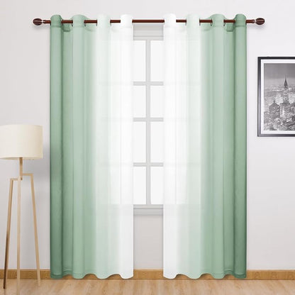DWCN Light Sage Faux Linen Ombre Sheer Curtains by DWCN