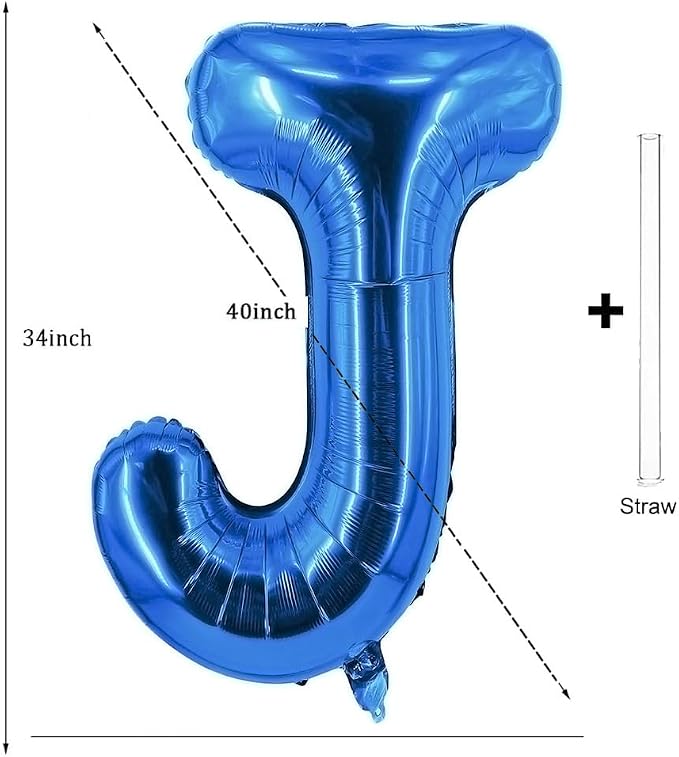 Letter Balloons 40 Inch Blue Giant Alphabet Balloons Letter J | Foil Mylar Big - Image 2