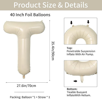 Biapian 40 Inch Giant Cream T Foil Balloons - Image 2
