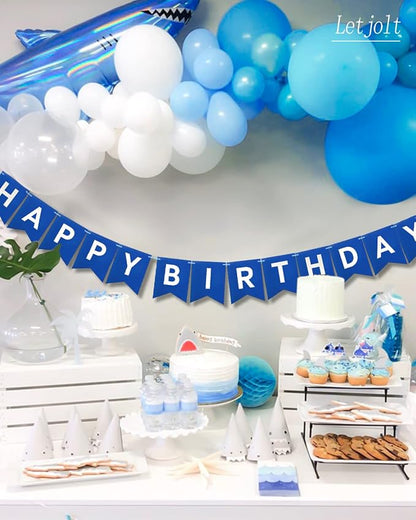 Letjolt Navy Blue Happy Birthday Banner Nautical Theme 13pcs | Boys Birthday - Image 2