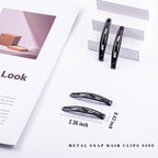 16 PCS Snap Hair Clips Metal Barrettes for Women Non Slip Barrettes for Thick and Thin Fine Hair,Bright Black,2.36 x 0.43 Inches.