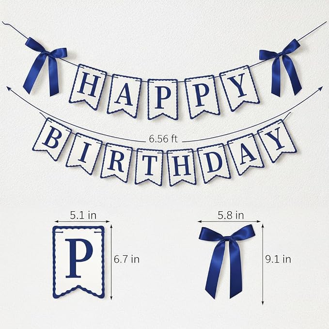 Navy Blue Happy Birthday Banner - Image 2