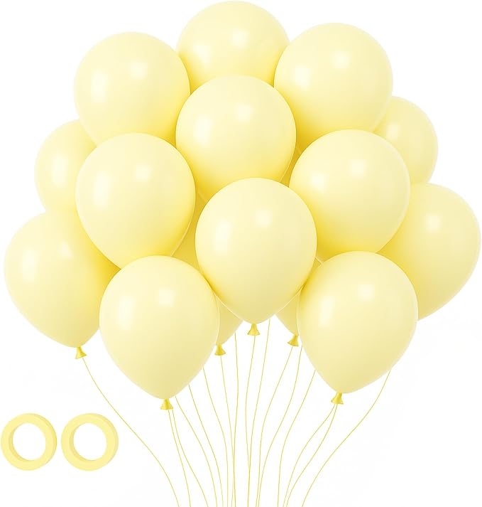 Voircoloria 105pcs Pastel Yellow Party Latex Balloons, 12inch | by Voircoloria