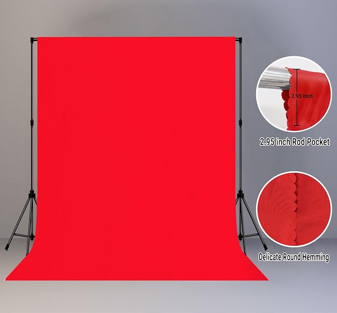 Red Photography Backdrop for Photoshoot, Fabric 8x10ft | Polyester Studio Photo - Image 2