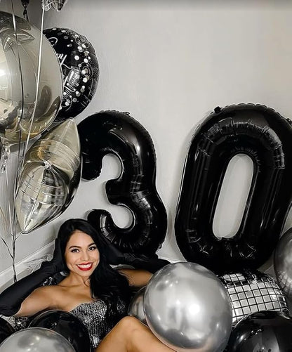 40 Inch Black 3 Large Number Balloon, 3 13 23 30 33 36 38 Black Birthday Party - Image 7