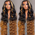 250% Density 13x6 Lace Front Wigs Human Hair Pre Plucked Body Wave HD Transparent Ombre Lace Front Wigs Glueless Wigs Human Hair 13x6 Blonde Colored Human Hair Wig For Women 20 Inch