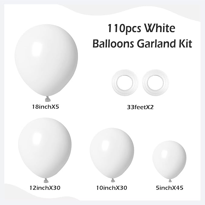 110pcs White Balloon Arch Kit - Image 2