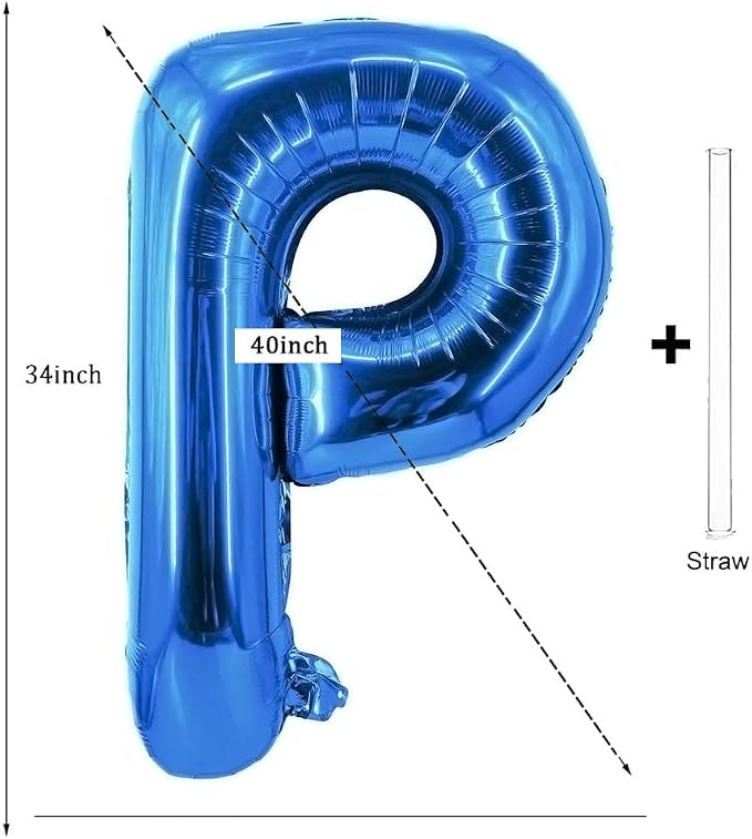 Letter Balloons 40 Inch Blue Giant Alphabet Balloons Letter P | Foil Mylar Big - Image 2