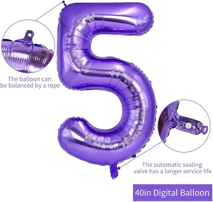 TONIFUL 40 Inch Purple Large Numbers Balloon 0-9 Birthday Party Decor, Foil - Image 2
