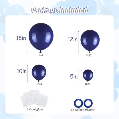 114pcs Navy Blue Balloons, 18 12 10 5 inch Balloons | Garland Arch kit - Image 2