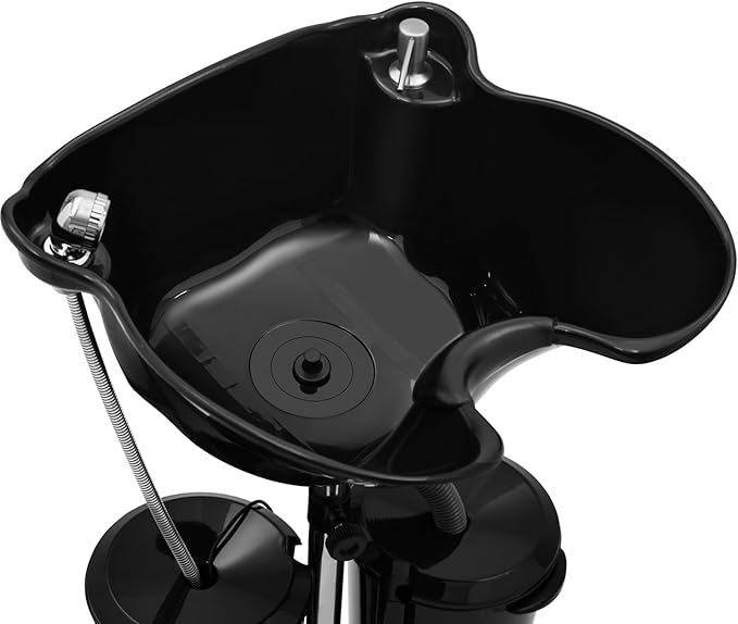 Artist hand Portable Adjustable Shampoo Bowl with Electric Pump, Hair Washing Station,Includes 2 Buckets, Drain Hoses,High-Pressure Sprayer, Foot Pedal Switch,Black