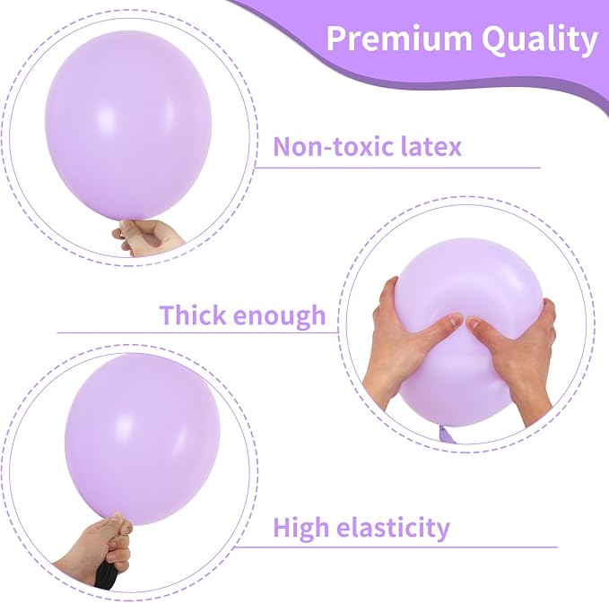RUBFAC Lavender Purple Balloons Different Sizes 105pcs 5/10/12/18 Inches - Image 3
