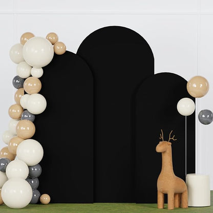 FANPROMS Spandex Arch Backdrop Cover Set of 3 Black Wedding Arch Stand Cover by FANPROMS