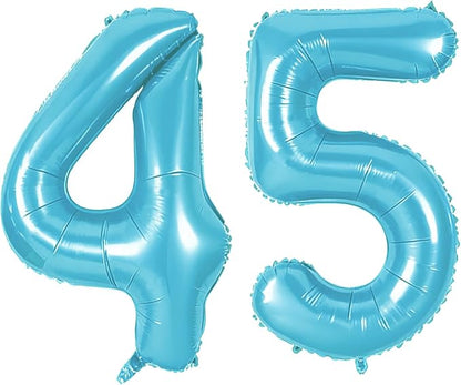 Number 45 Balloons for 45th Birthday Party Decorations, 0-100 Large No.45 by Joycard