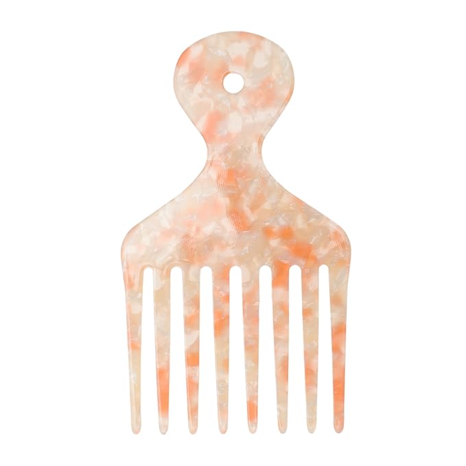 VOCOSTE Hair Picks for Curly Hair, Gentle Detangling Wide Tooth Comb, Afro Pick, Hair Pick Comb, Hangable Hair Styling Tool for Hair Care, Orange