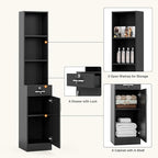 Wall Mount Salon Stations for Hair Stylist, Hair Salon Storage Cabinet, Beauty Barber Station with Lockable Drawer, Shelves, Storage Cabinet, Black