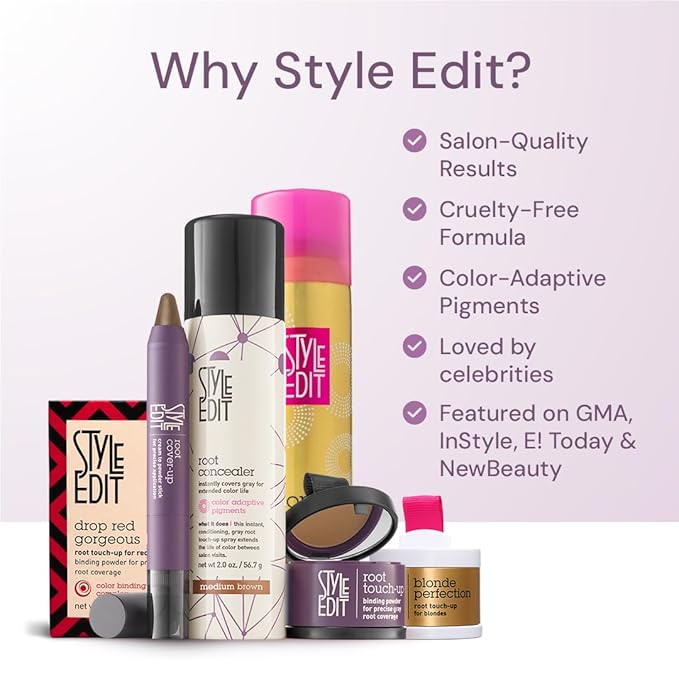 Style Edit Root Touch Up Powder for Dark Brown Hair | Covers Grays and Roots | Mineral-Infused Hairline Concealer - 2 Pack