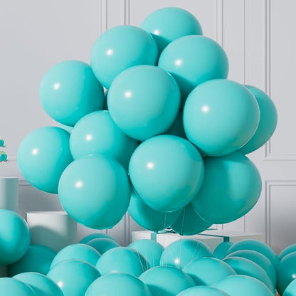 AULE 50Pcs Latex 12 Inch Teal Blue Balloons | Happy Birthday Pool Party by AULE