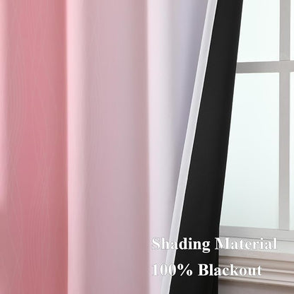 Pink and Greyish White Ombre Blackout Curtains 72 Inch Long - Image 5