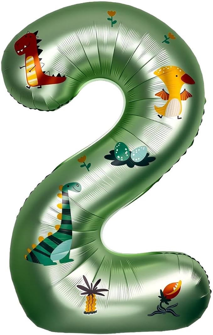 40 Inch Dinosaur Number 2 Balloon | Olive Green Number by Unknown